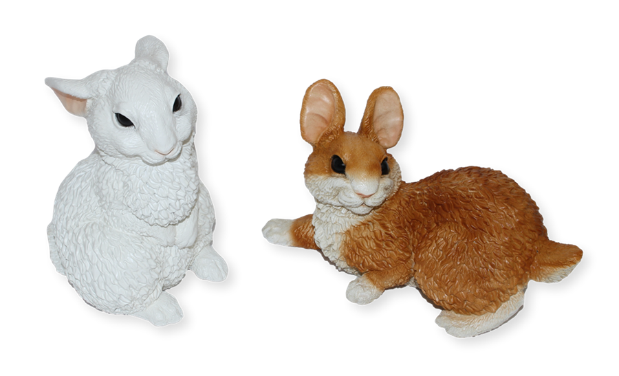 Deko Figur Hasen sitzend und liegend Kollektion Castagna aus Resin/ Kunststein H 16-19 cm Tierfigur