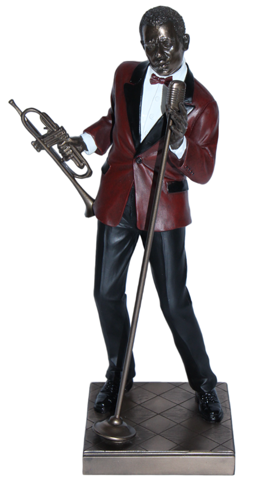 Deko Figur Jazz Musiker Sänger H 29 cm Jazz Band Dekofigur mit Trompete