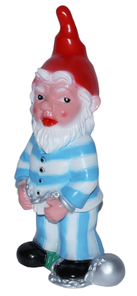 Gartenzwerg als Gefangener Sträfling Knasti Figur Zwerg H 36 cm Dekozwerg Gartenfigur aus Kunststoff