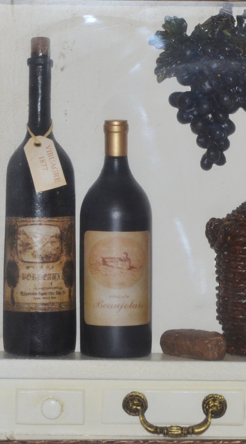 Nostalgie Bild Collagenbild Weinflaschen Traube Winzer Restaurant Holzbilderrahmen Foto H 34 cm