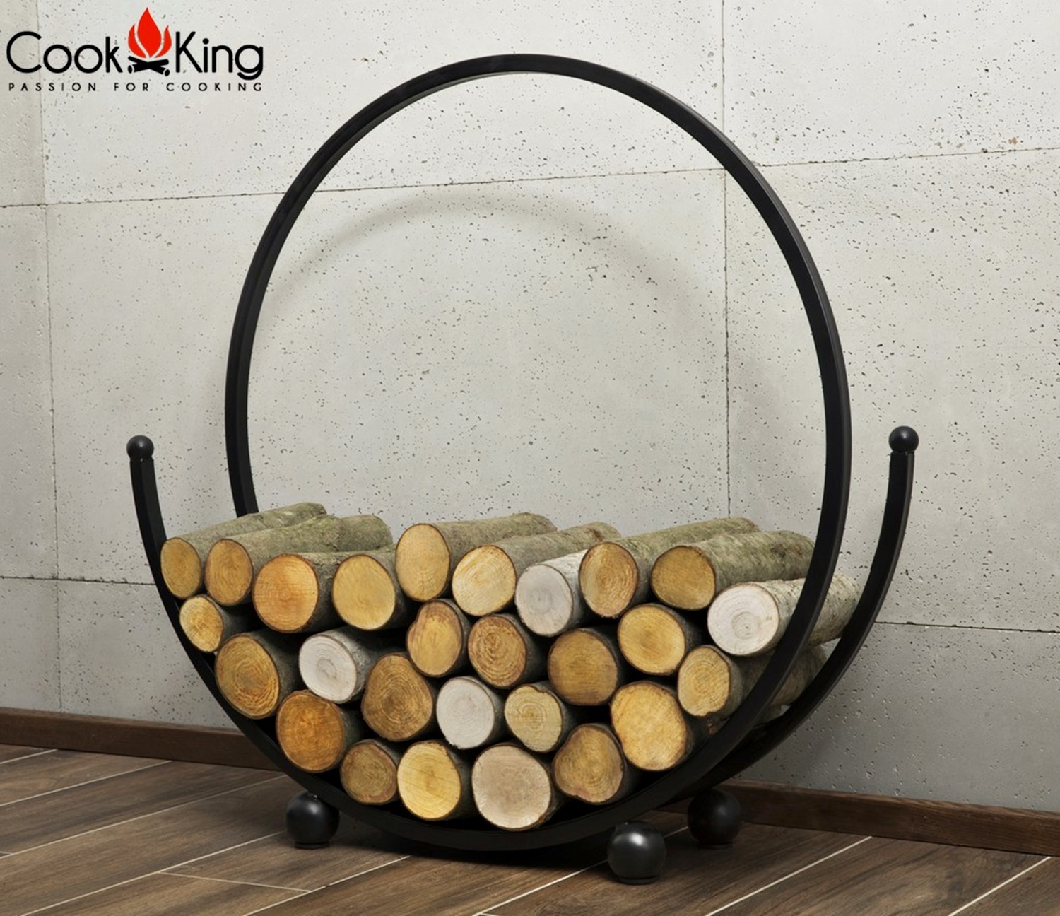 Kaminholzregal "Spiral" H 82 cm Holzregal für Kaminholz Kaminholzablage aus Stahl Kaminholzständer