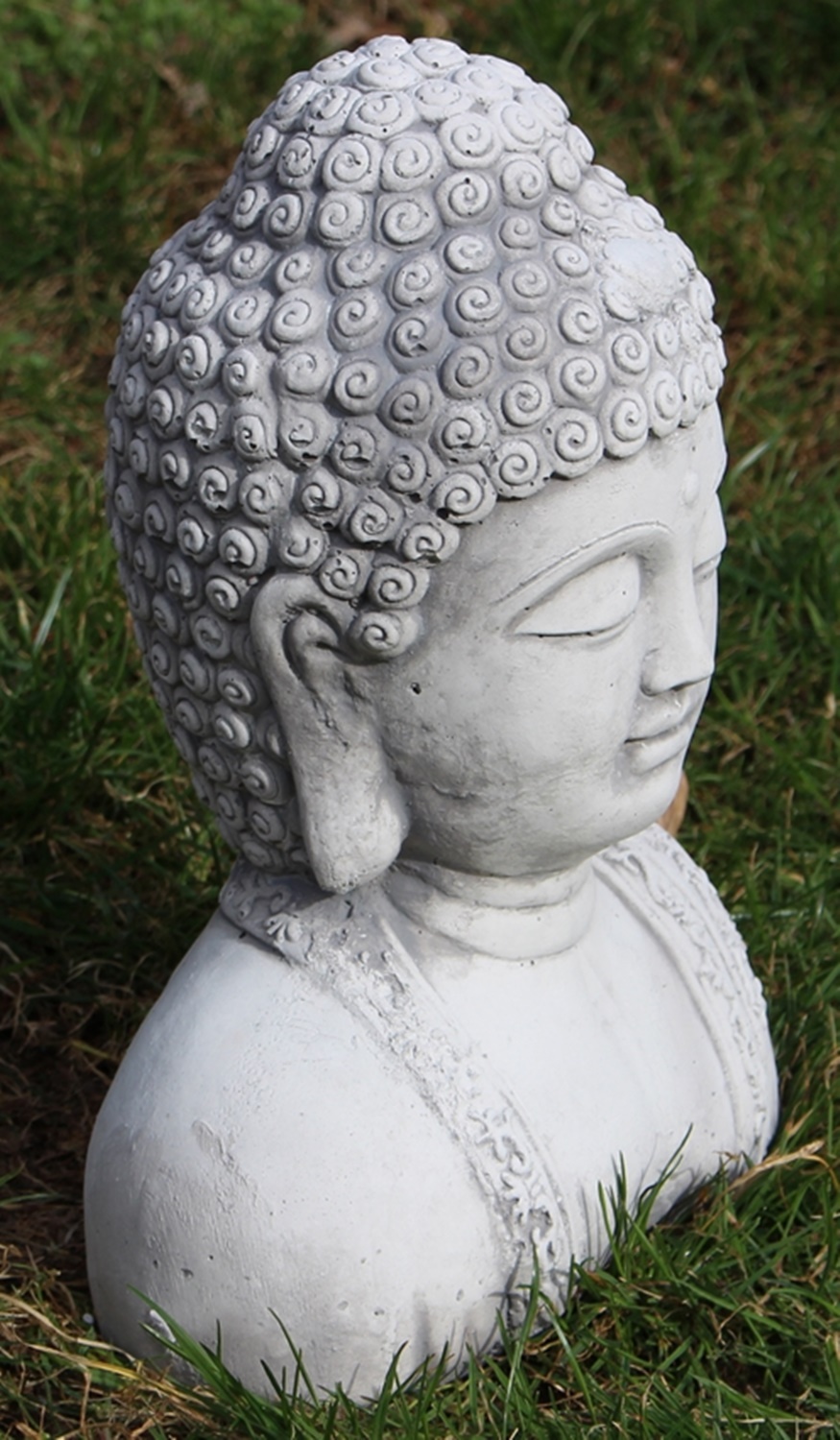Beton Figur Statue Skulptur Buddha Büste H 28 cm Dekofigur und Gartenskulptur