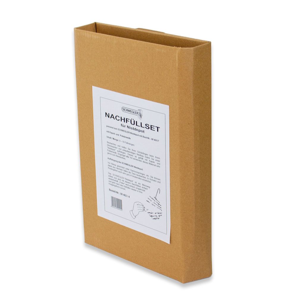 Gefülltes Nistdepot mit Kapok- & Polsterwolle inklusive Nachfüllset für nachhaltige Nistplätze