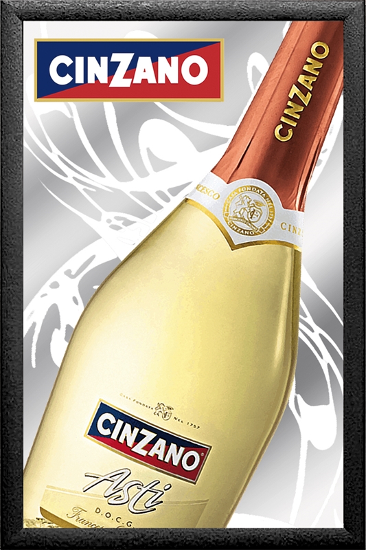 Set: 2 Spiegelbilder Cinzano Wermut Vermouth Asti Flasche 30x20 cm Wandbilder Hinterglasdruck