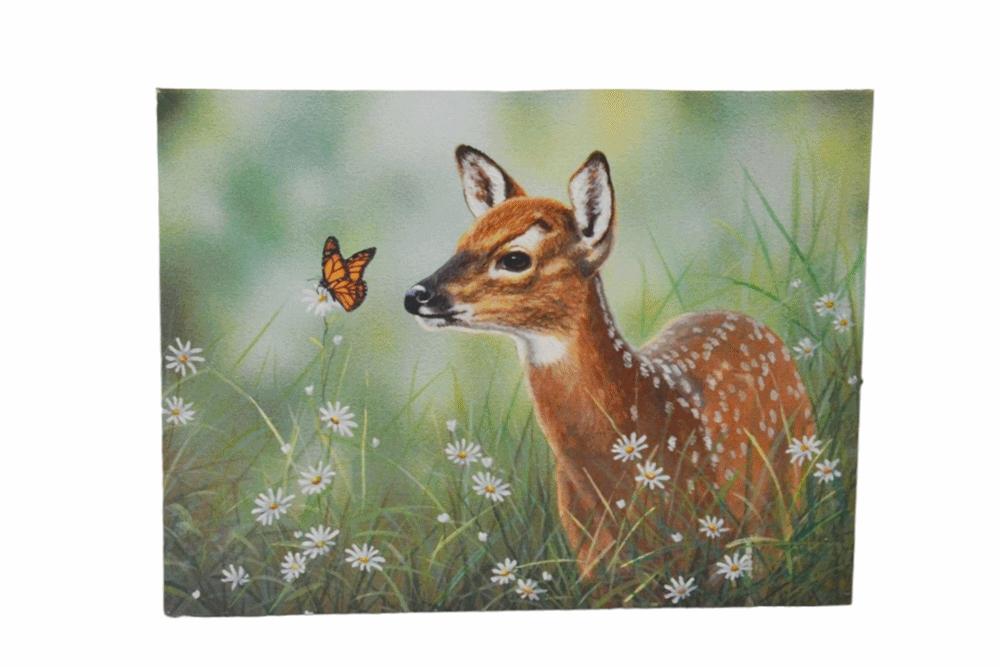Nostalgie LED-Wandbild Bambi Rehkitz Reh Landhaus Stil 30x40 cm Leinwandbild