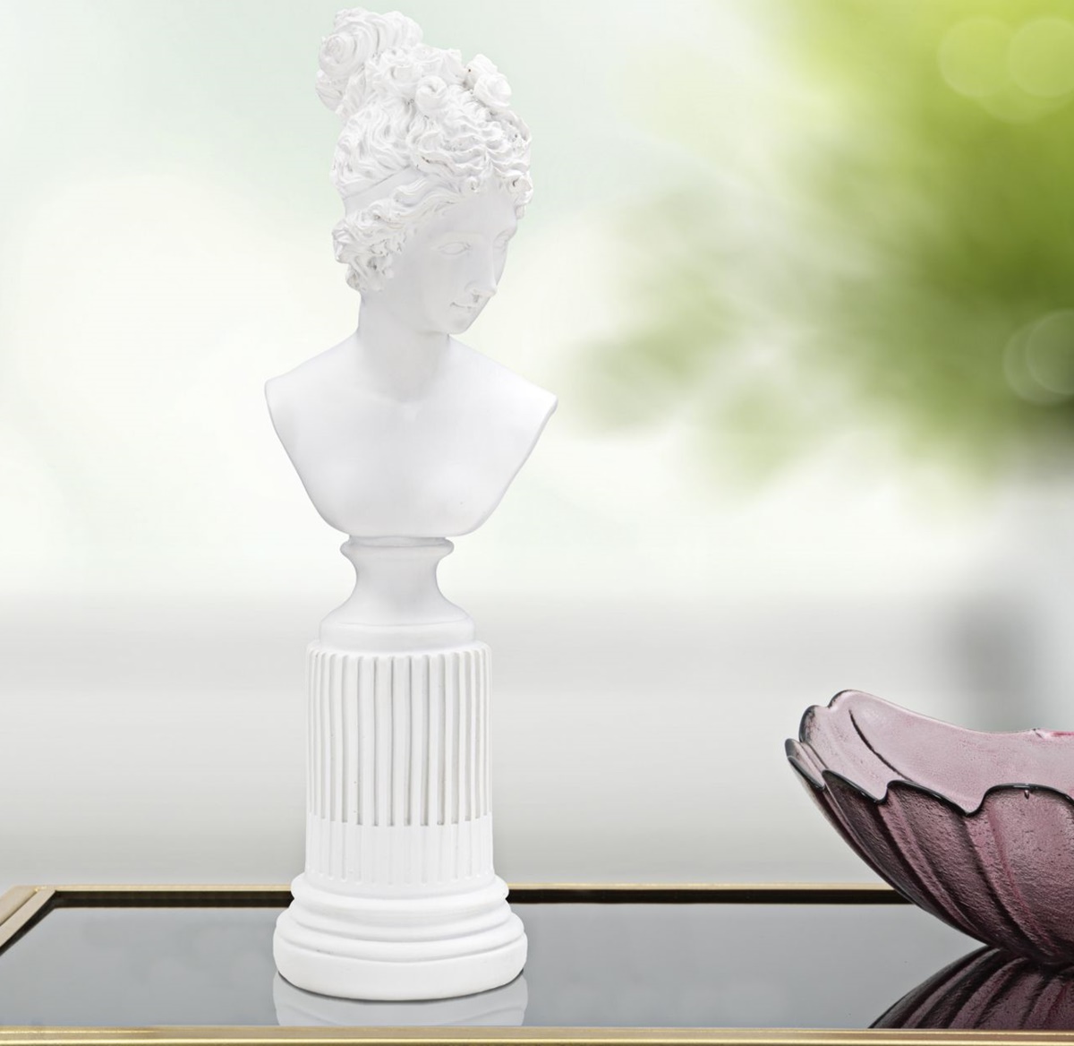 Dekofigur Büste klassische römische Frau auf Sockel Replikat Statue weiß H 35,5 cm