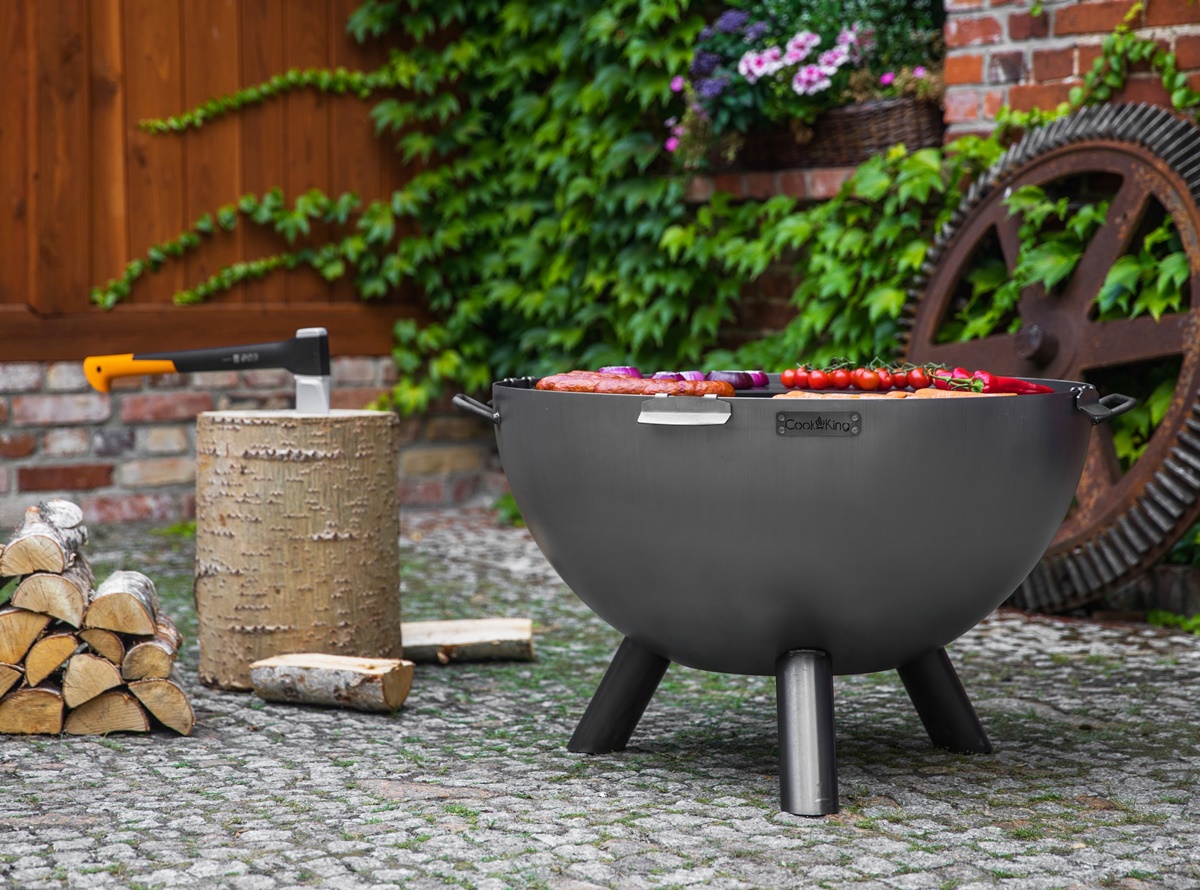 Feuerschale Premium KONGO D 85 cm tiefe Grillschale Feuerstelle für Garten Terrasse aus Naturstahl
