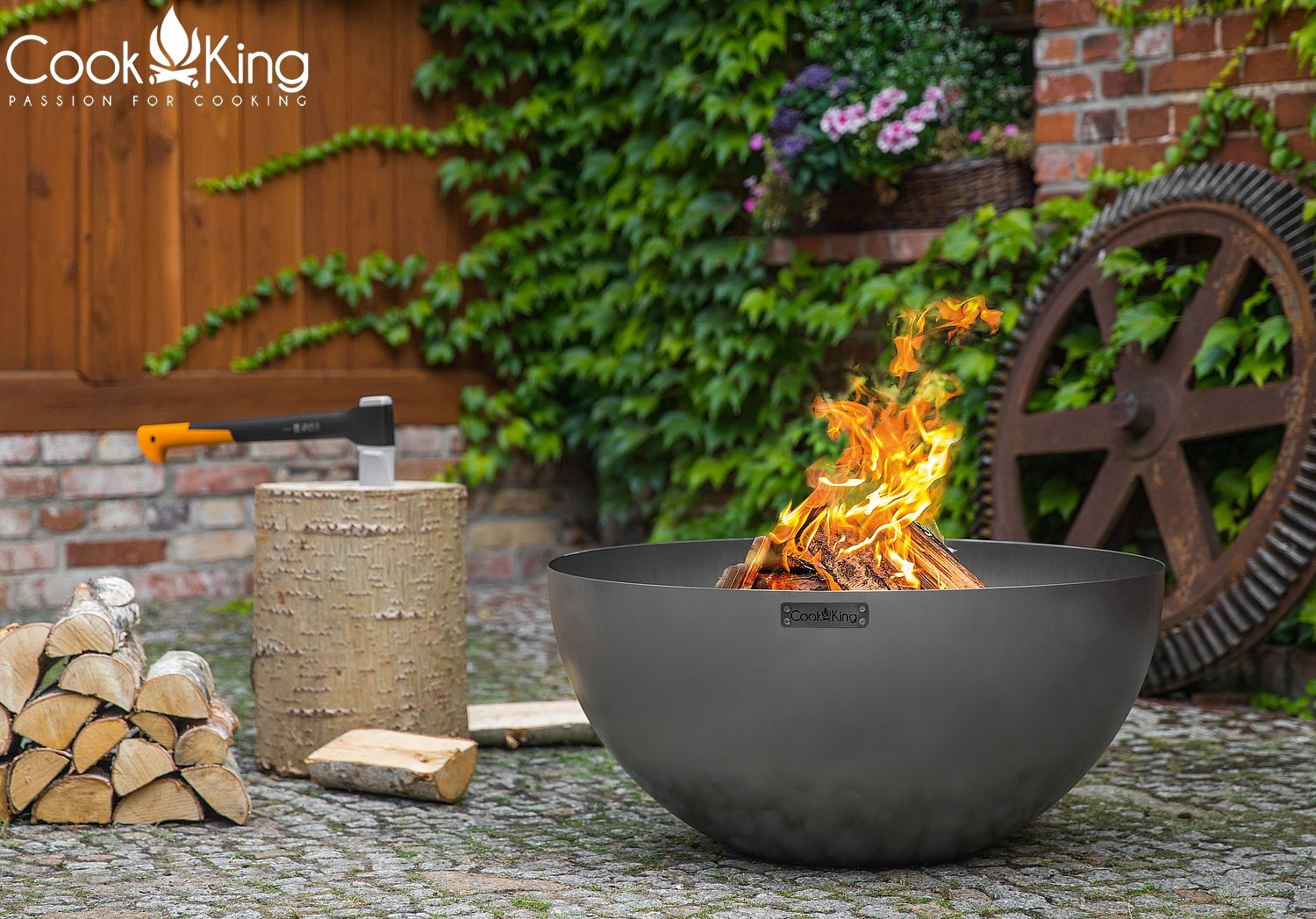 Feuerschale Premium „DALLAS“ Ø 85 cm aus Stahl Feuerstelle für den Garten als Grill oder Wärmequelle