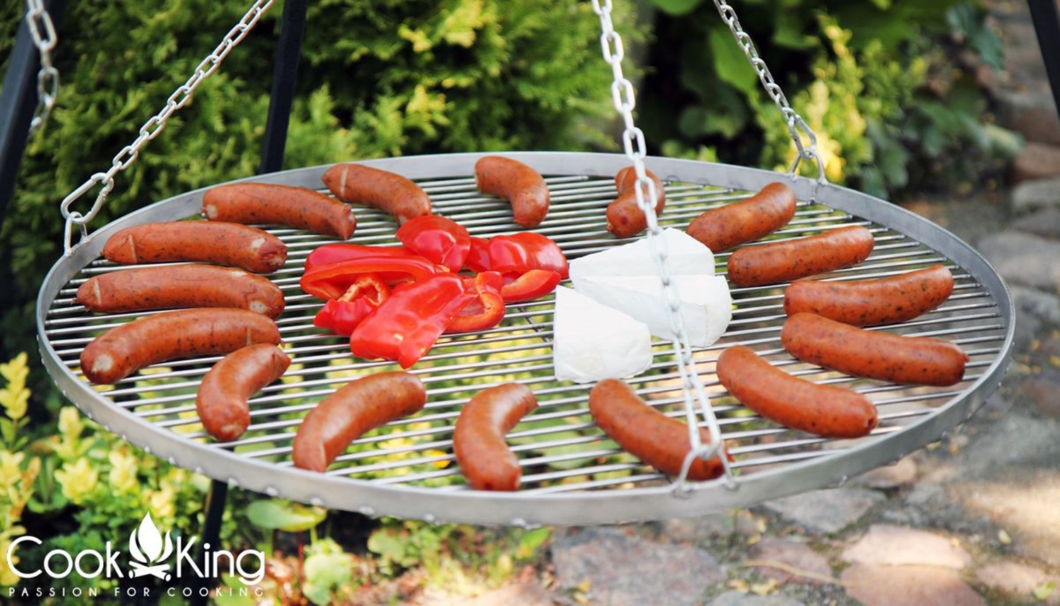 Schwenkgrill mit Kurbel H 180 cm mit Grillrost Ø 50 cm aus Edelstahl Dreibein Grill Grillständer