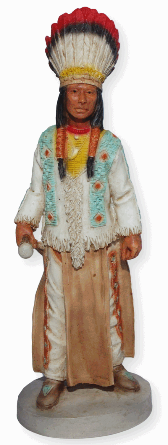 Indianerfigur Indianer Jicarilla Apache H 19 cm mit Kopfschmuck Native American Castagna