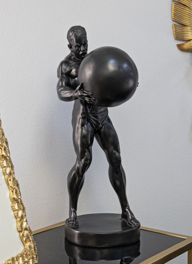 Dekofigur klassische Skulptur Replikat Atlas stehend Statue schwarz griechische Mythologie H 43,5 cm