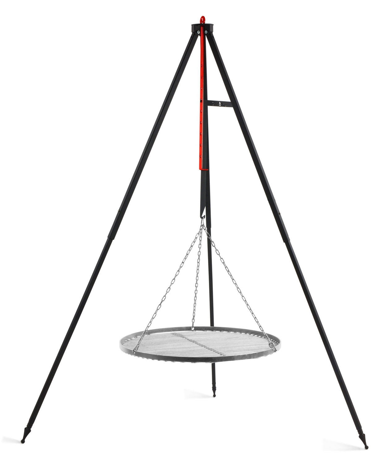 Campinggrill am Dreibein H 160 cm mit Grillrost Ø 50 cm aus Edelstahl Camping Tripod Grillständer