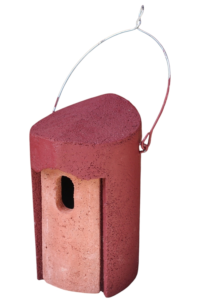 Nisthöhle Typ 1B rot Nistkasten mit ovalem Flugloch 29 x 55 mm Nisthilfe für Gartenrotschwanz