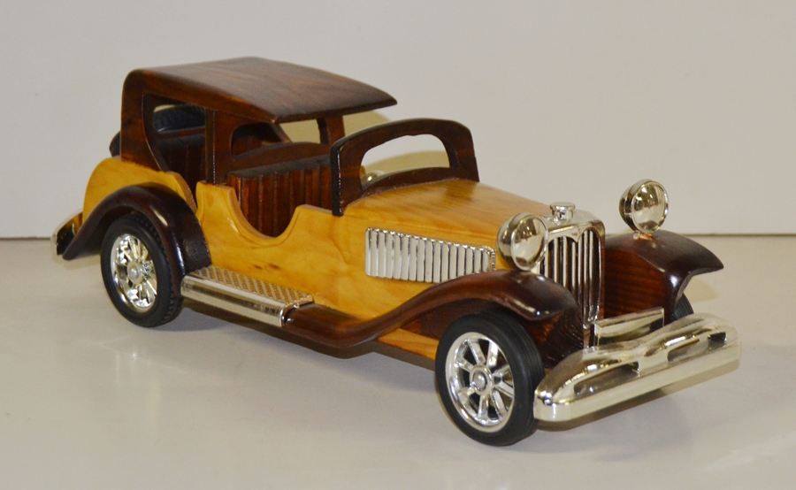 Holzauto Nostalgie Modellauto Oldtimer L 37 cm Nostalgisches Modellwagen aus Holz