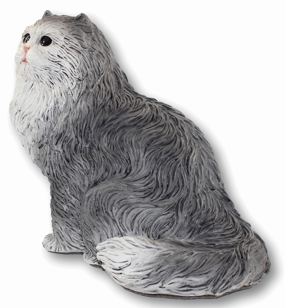 Dekofigur Persische Katze Katzenfigur Kätzchen sitzend grau Kollektion Castagna aus Resin H 24 cm