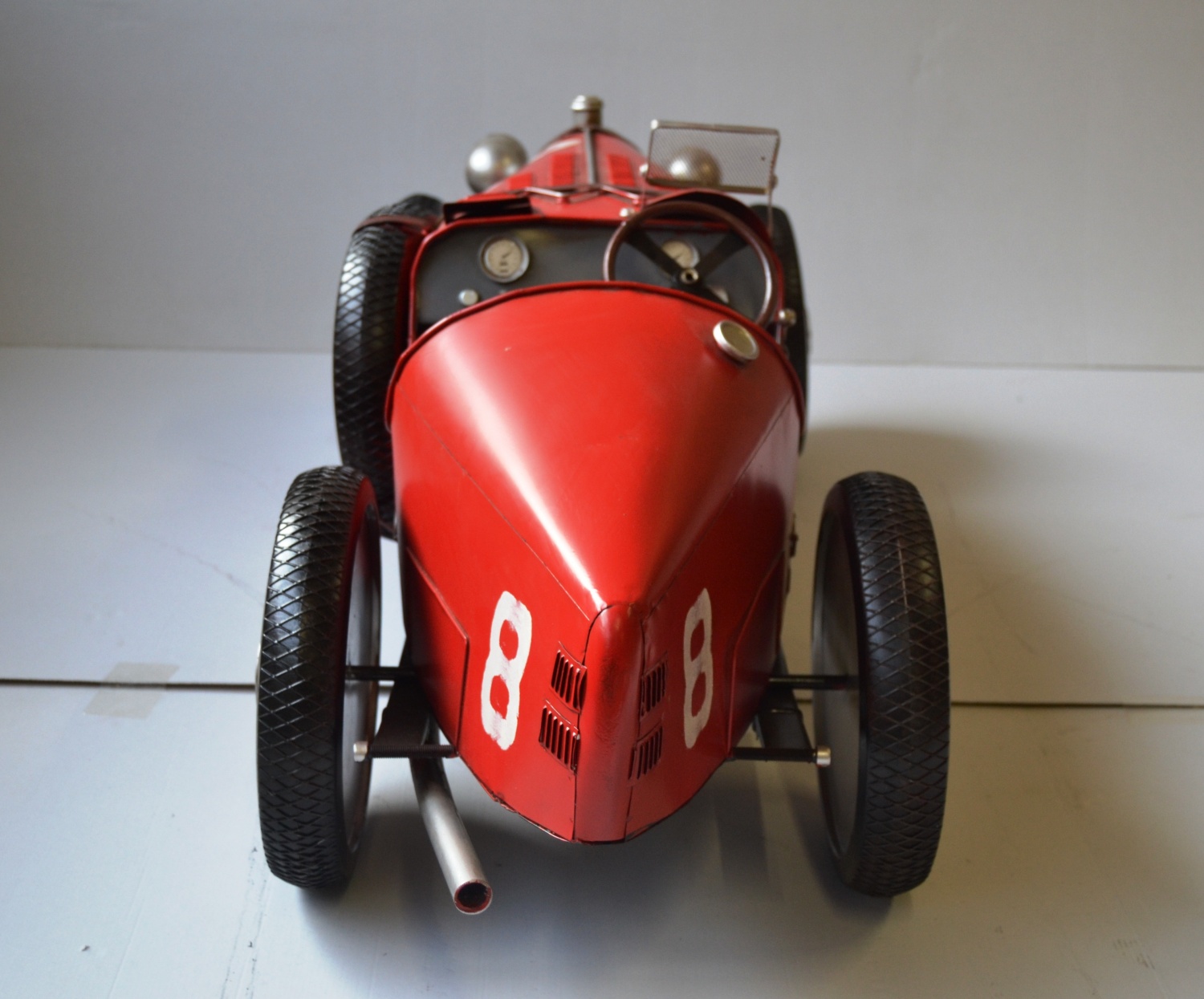Blechauto Nostalgie Modellauto Oldtimer Automarke Bugatti 35C Rot XXL Modell aus Blech L 120 cm