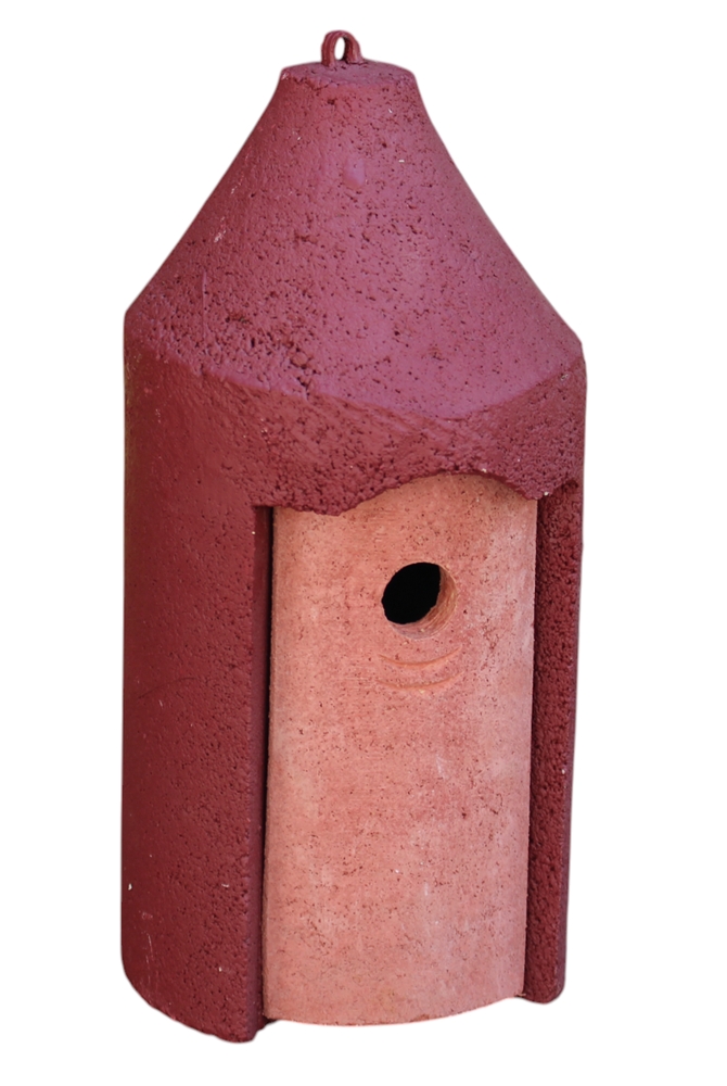 Naturschutzprodukt Nisthöhle Typ 2M mit FG Aufhängung Nisthilfe Flugloch 26 mm in rot