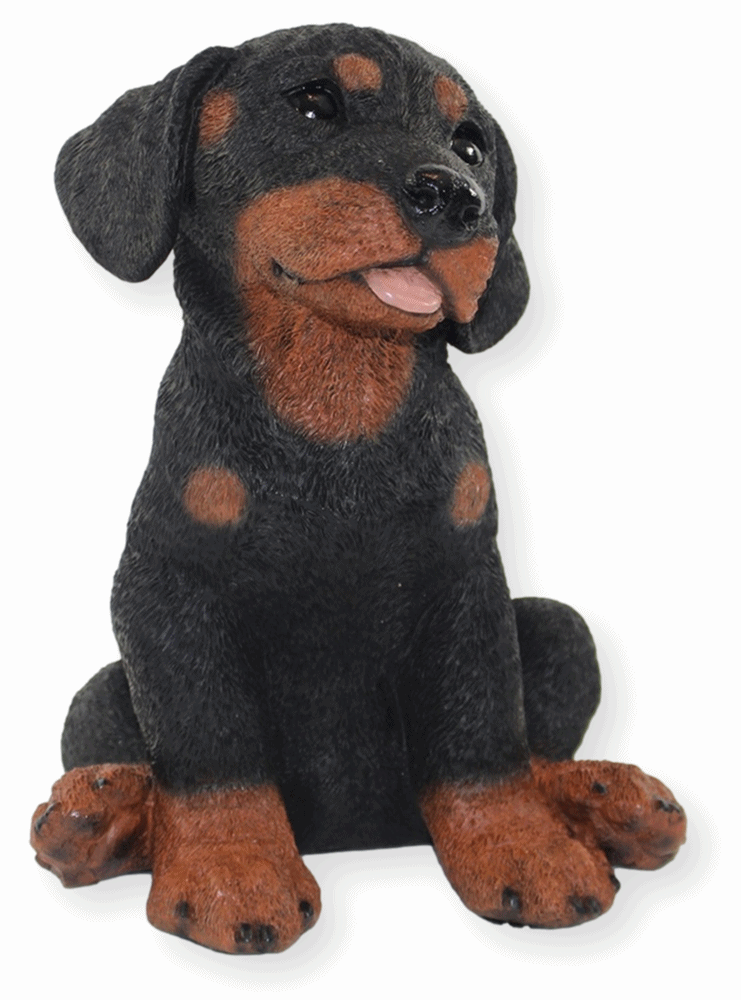 Deko Figur Hund Rottweiler Welpe Hundefigur sitzend Kollektion Castagna aus Resin Höhe 23 cm