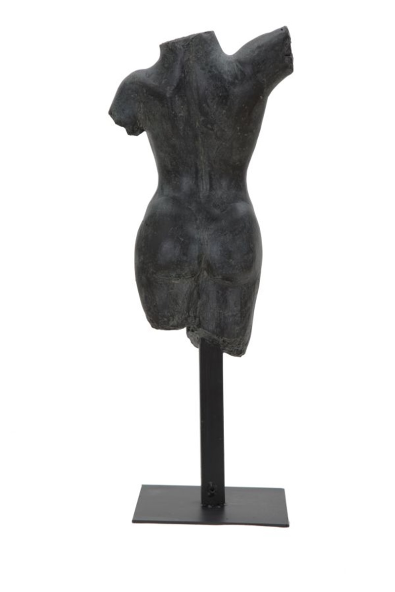 Dekofigur klassische Frauenbüste Skulptur Torso ohne Arme Beine und Kopf schwarz H 50 cm