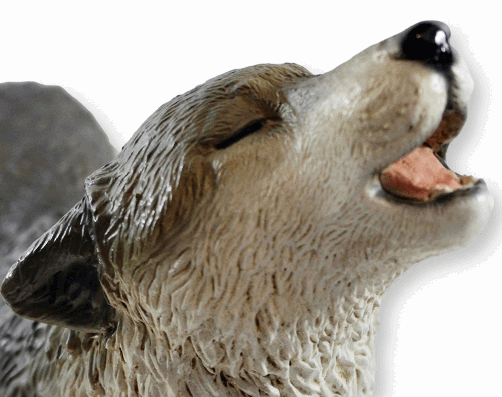 Deko Figur Wolfsfigur Heulender Wolf auf Felsen stehend Kollektion Castagna aus Resin H 29 cm