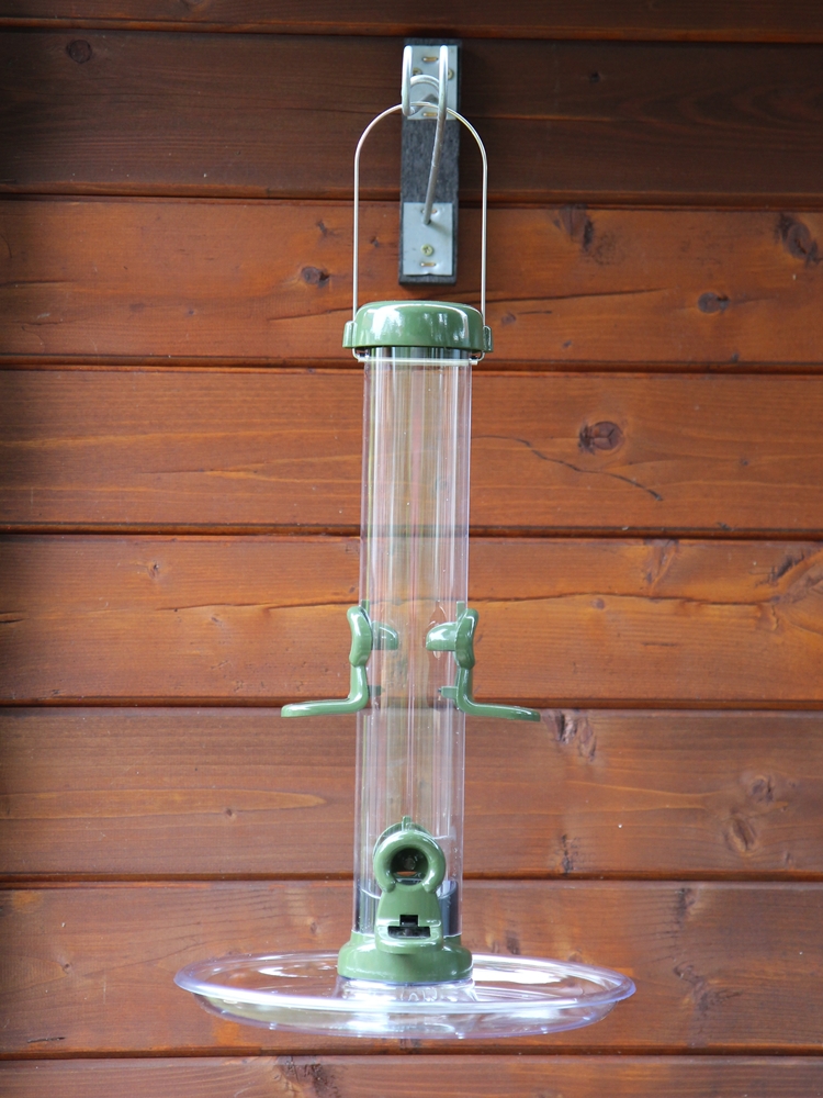 Futtersäule Ring-Pull midi mit T-Träger, Futterteller und Fülltrichter Vogelfutterspender wetterfest