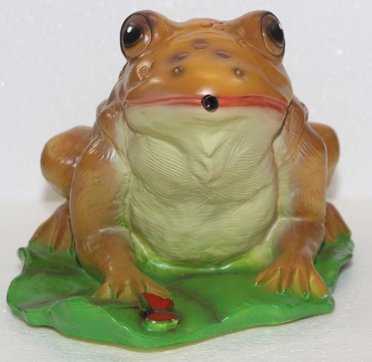 Deko Figur Kröte Frosch auf Blatt H 17 cm Gartenfigur Dekofigur mit Scherz Bewegungsmelder Quak