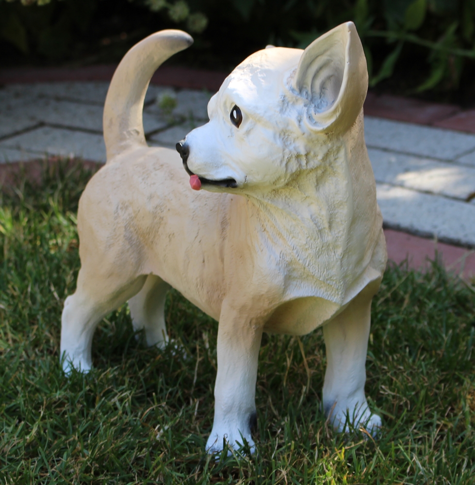 Dekorationsfigur Hund Chihuahua Höhe 29 cm Deko Figur aus Kunstharz