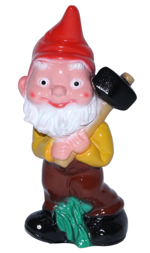Gartenzwerg Deko Gartenfigur Zwerg mit Hammer stehend H 18 cm