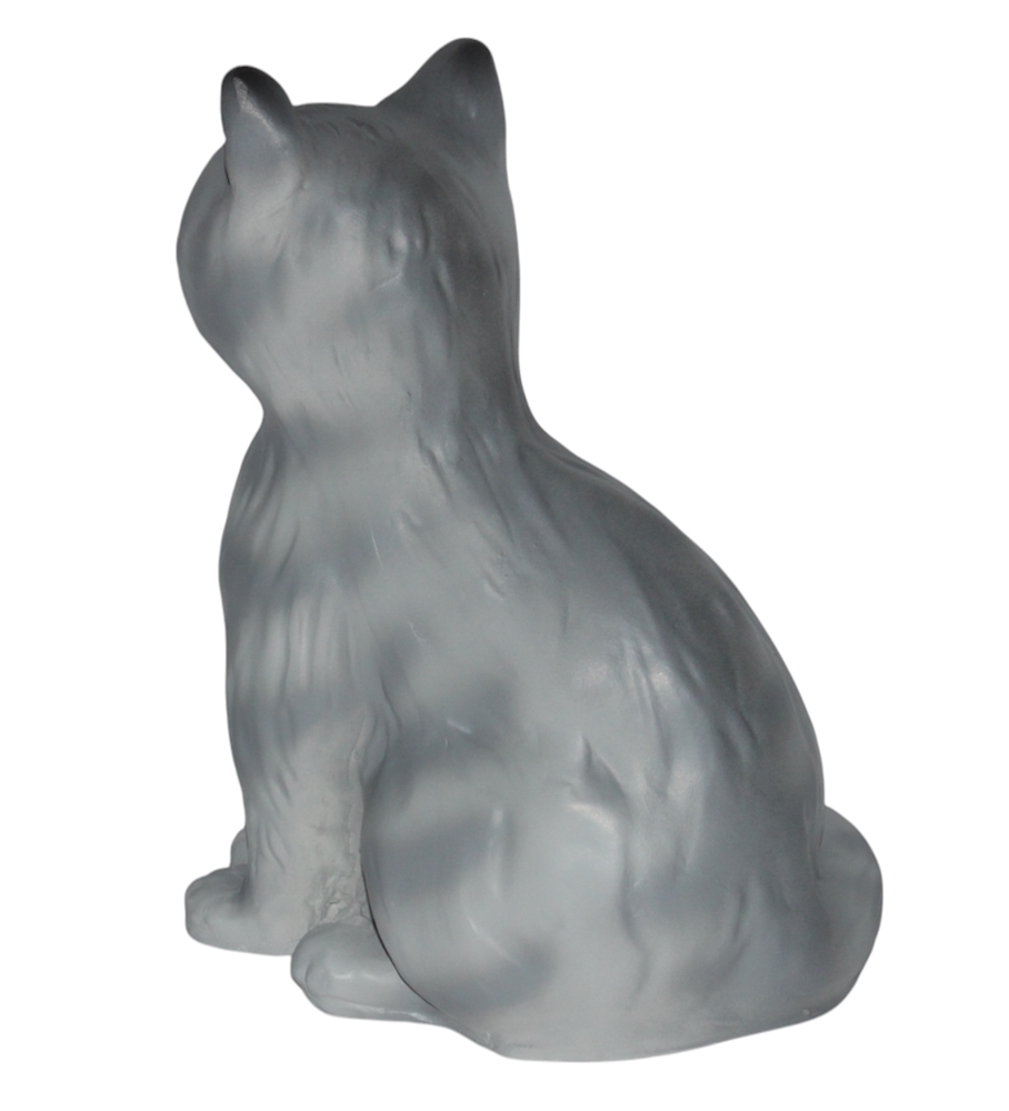 Dekorationsfigur Katze sitzend klein grau H 25 cm Tierfigur Katzenfigur aus Kunstharz