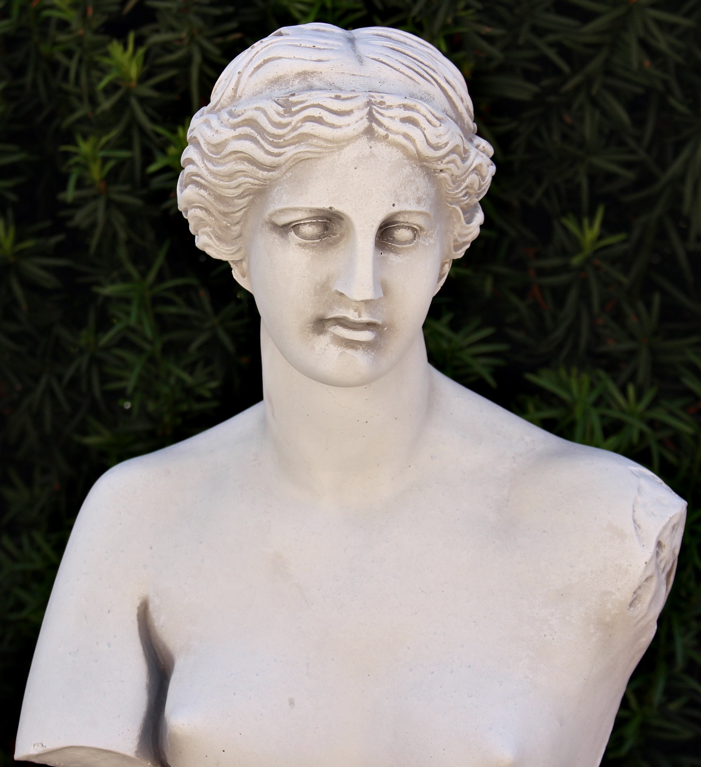 Deko Statue Skulptur Büste Venus von Milo H 33 cm Dekofigur Gartenskulptur hell patiniert aus Beton