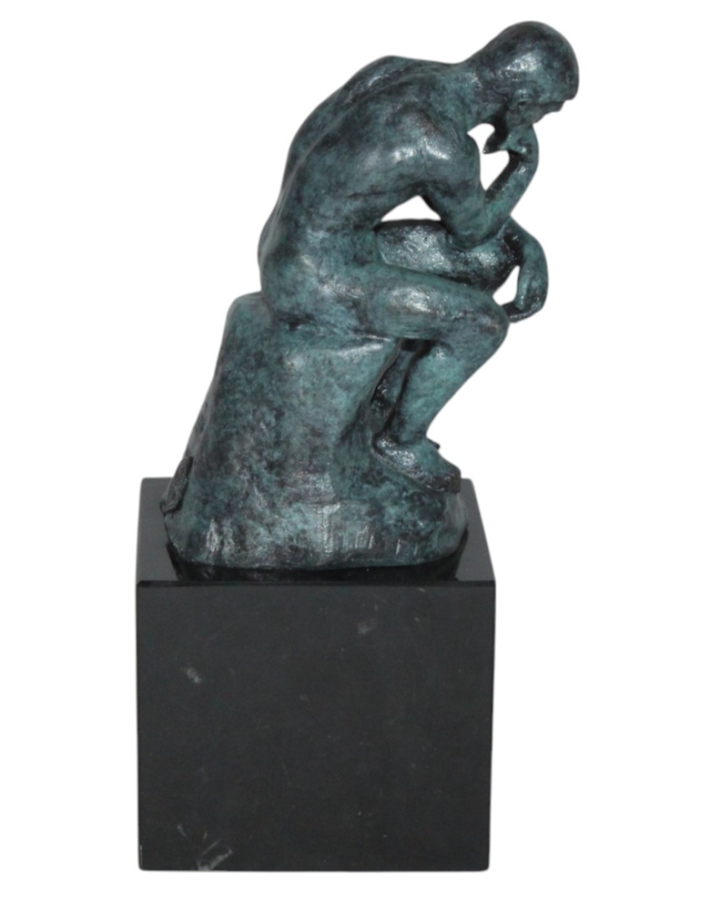 Bronzefigur Bronzeskulptur Bronze Der Denker auf Steinsockel H 20 cm Skulptur