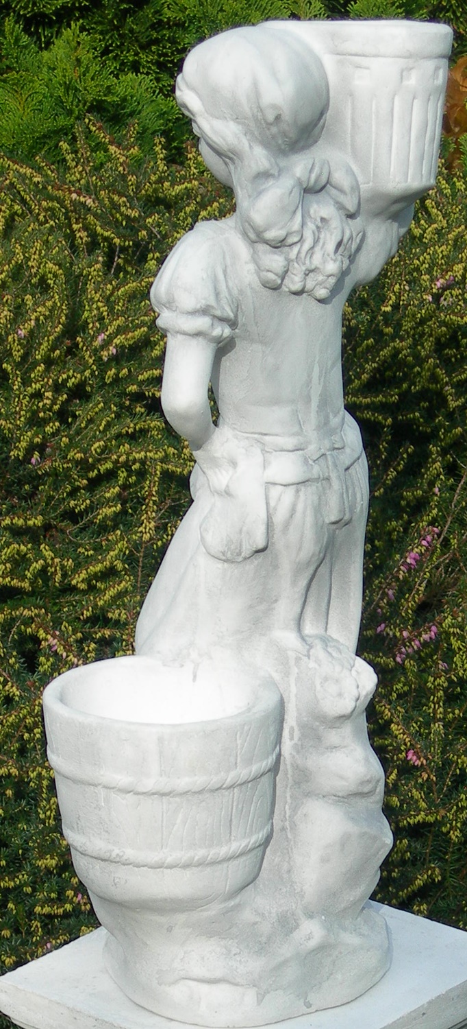 Beton Figur junge Frau mit Töpfen H 50 cm Dekofigur und Gartenskulptur