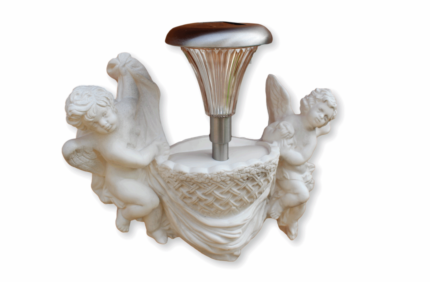 Deko Figur Statue Cestino di uva Engel B 38 cm zum Aufhängen LED Solar Leuchte Skulptur Kunststoff