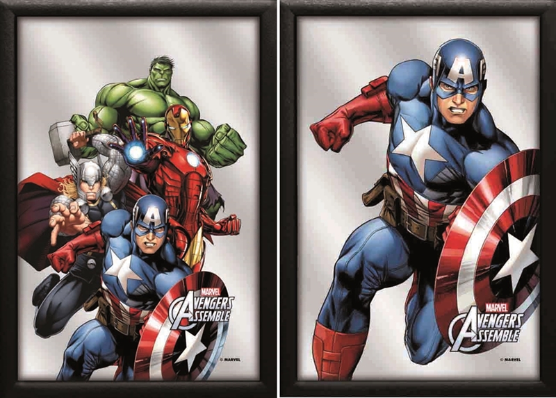Set: 2 Spiegelbilder Avengers Marvel Film Deko Bild 30x20 cm Wandbilder Hinterglasdruck mit Rahmen