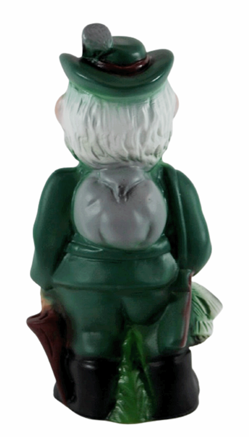 Gartenzwerg Deko Garten Figur Zwerg Förster mit Hund und Gans stehend aus Kunststoff H 21 cm