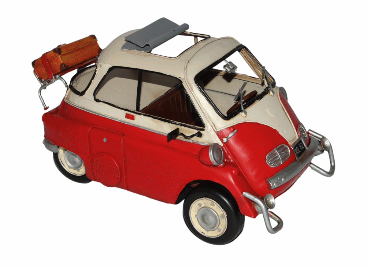 Blechauto Nostalgie Modellauto Oldtimer Automarke BMW Isetta 250 Modell 1957 aus Blech L 24 cm