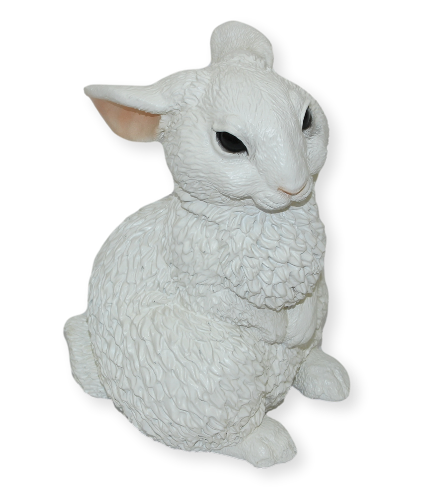 Deko Figur Hase weiß sitzend Kollektion Castagna aus Resin/ Kunststein H 19 cm Tierfigur