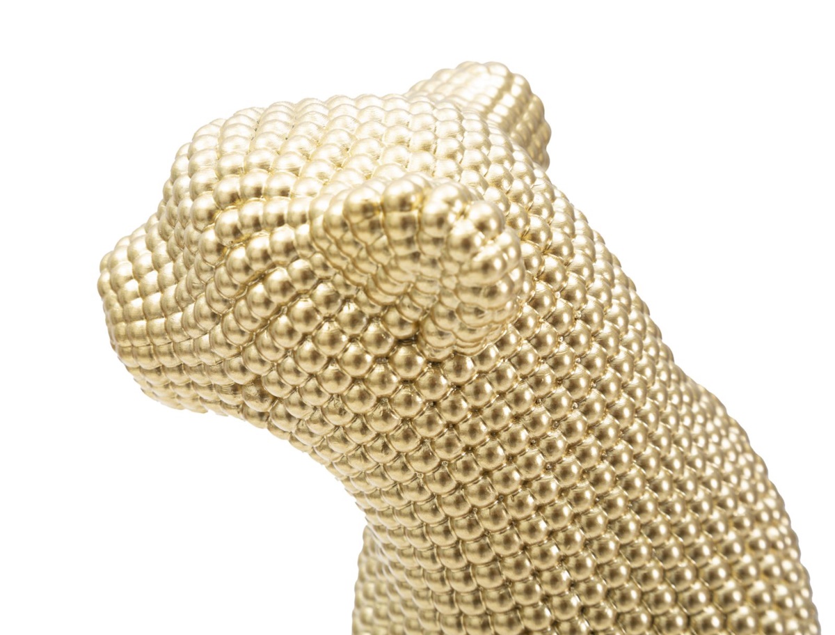Dekofigur Leopard sitzend Tierfigur in edler goldener Optik Fell abstrakt strukturiert H 29 cm