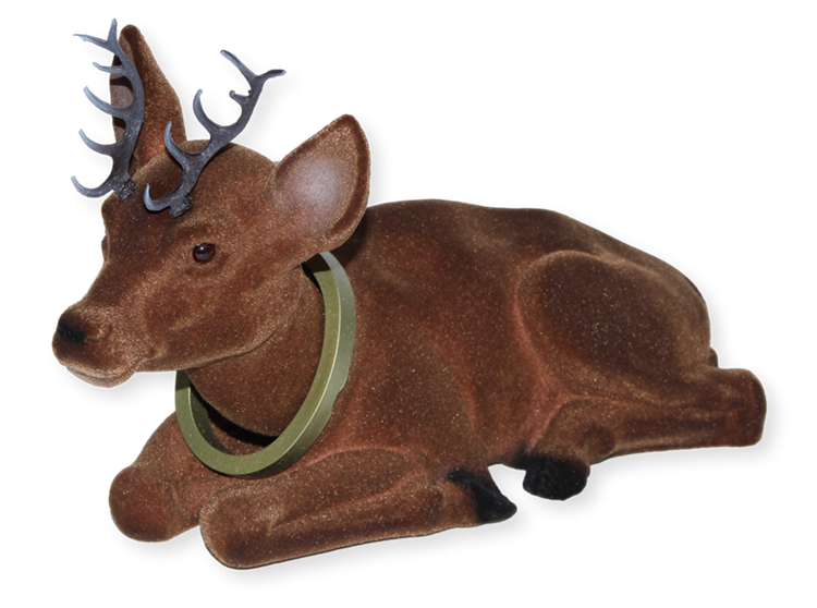 Wackel Figur Hirsch groß Wackeltier liegend H 18 cm mit Wackelkopf Dekofigur aus Kunststoff