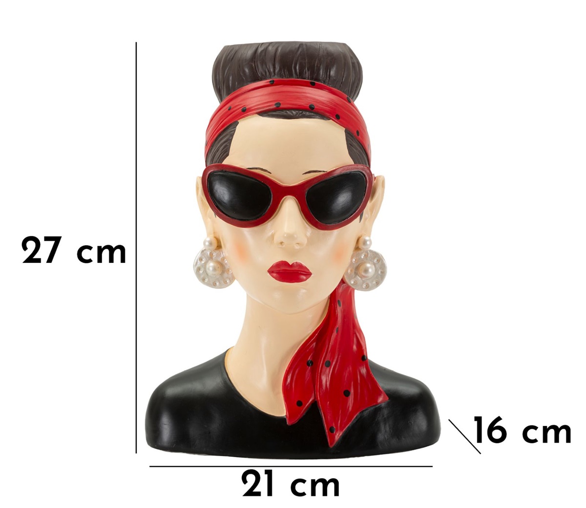 Dekofigur Büste elegante Dame Hollywood stillvolle Skulptur als Vase nutzbar Frauenbüste H 27 cm