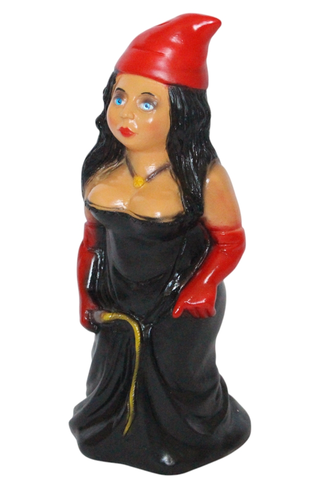 Gartenzwerg Domina Zwergenfrau 30 cm aus Kunststoff - Humorvolle Dekofigur für Garten & Innenbereich