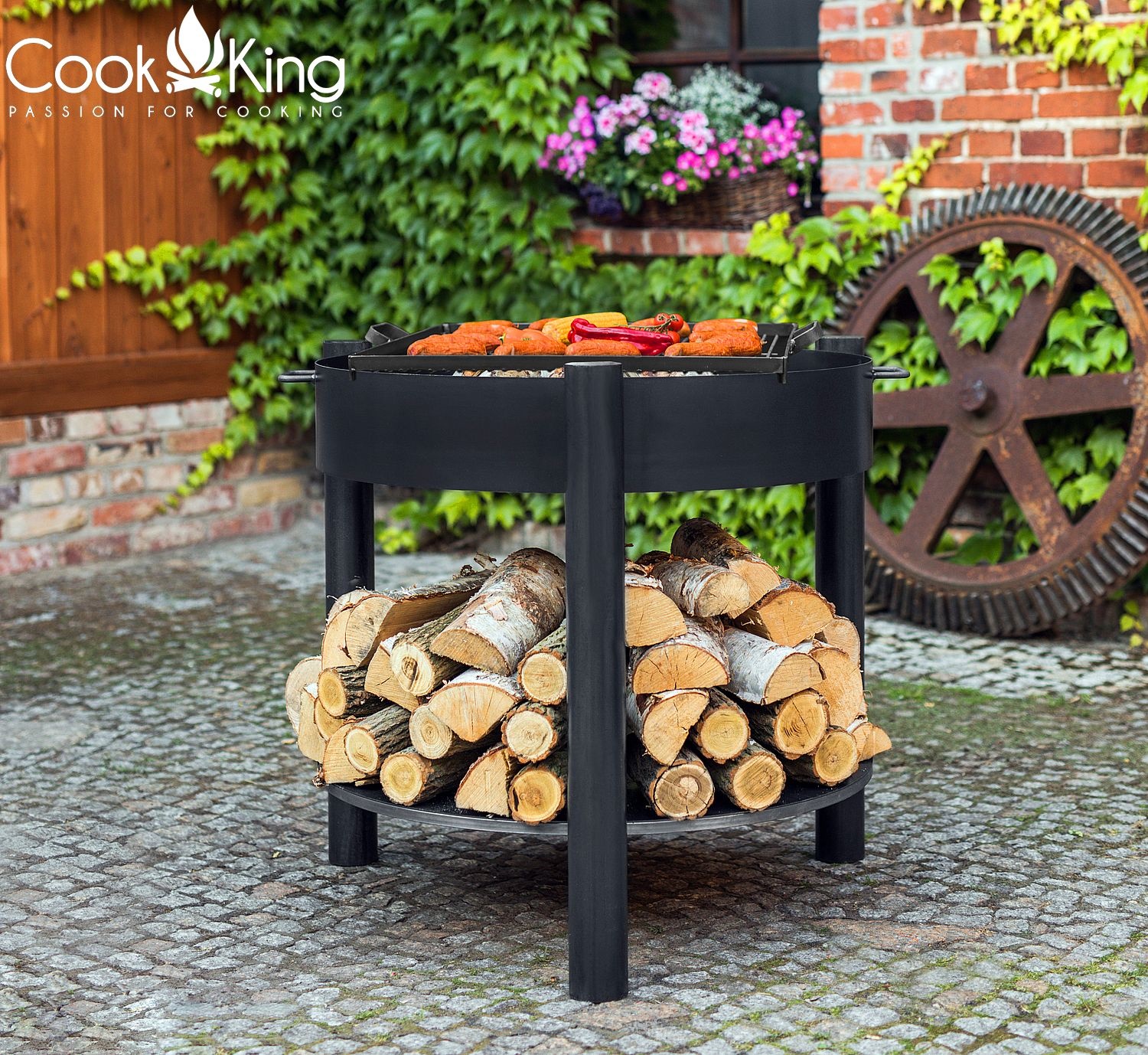 Feuerschale "Montana" high Ø 70 cm Feuerstelle für Garten aus Stahl als Wärmequelle oder Grill