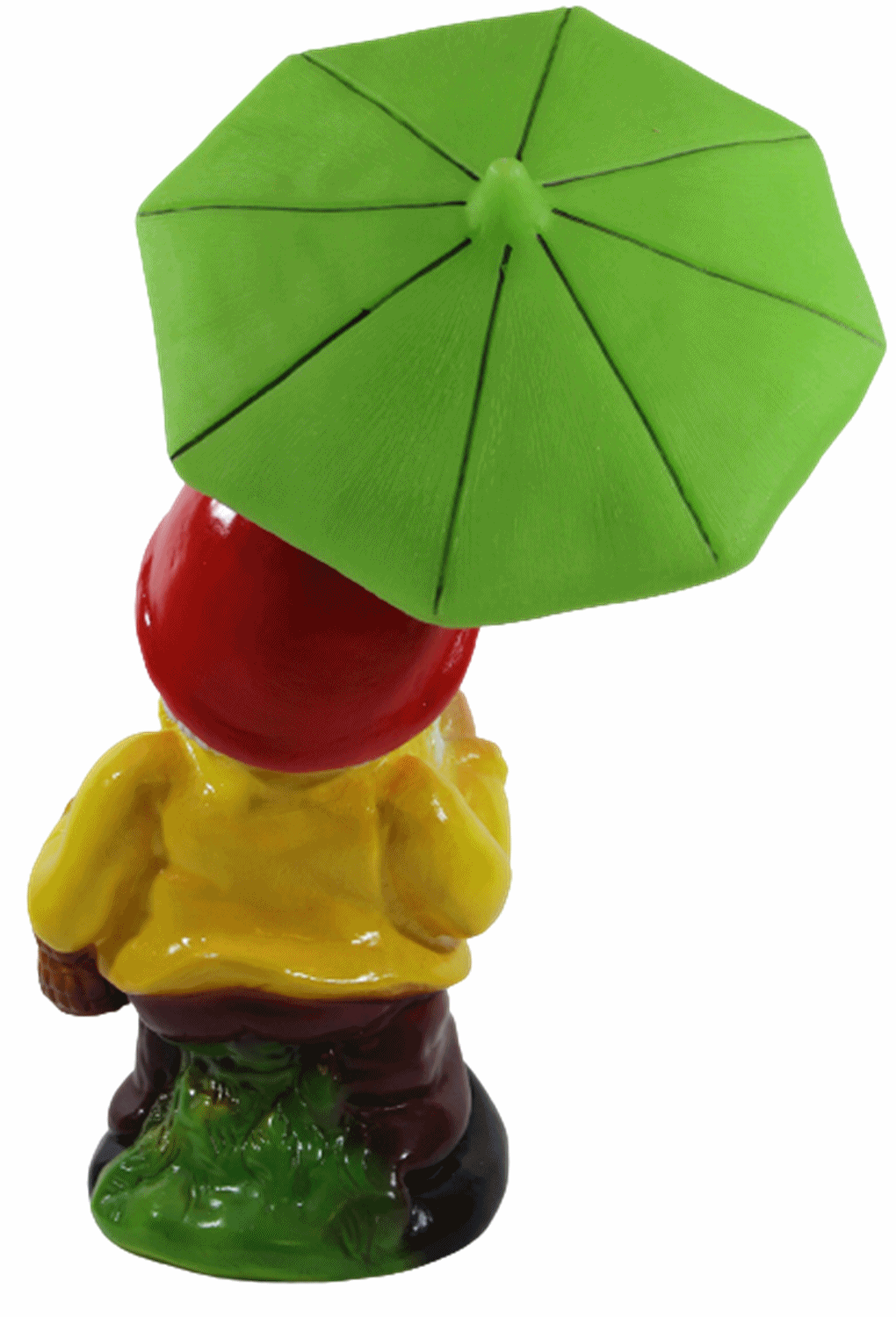Gartenzwerg Deko Garten Figur Zwerg stehend mit Schirm und Korb aus Kunststoff H 37 cm