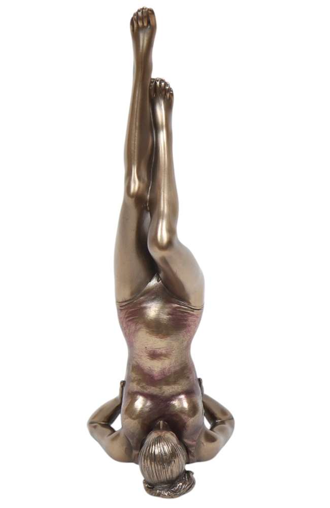 Body Talk Figur junge Frau Yoga 22 cm künstlerische Statue Pose Salamba Sarvangasana Bronze-Optik