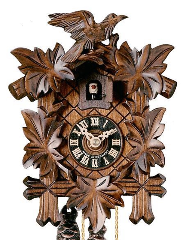 Traditionelle Kuckucksuhr aus hochwertigem Holz, Höhe 26 cm, mechanisches Uhrwerk