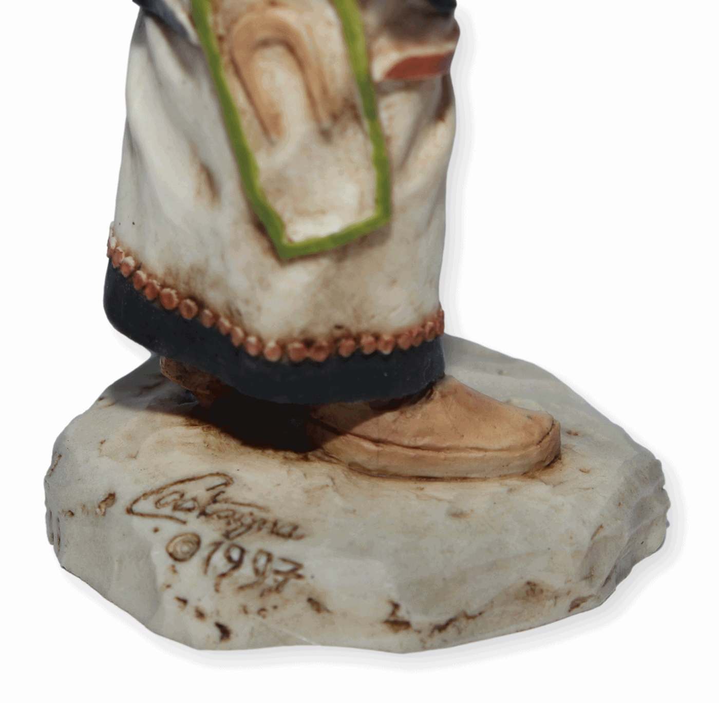 Indianerfigur Indianer Seattle Häuptling Duwamish H 17 cm mit Kopfschmuck und Feder Castagna