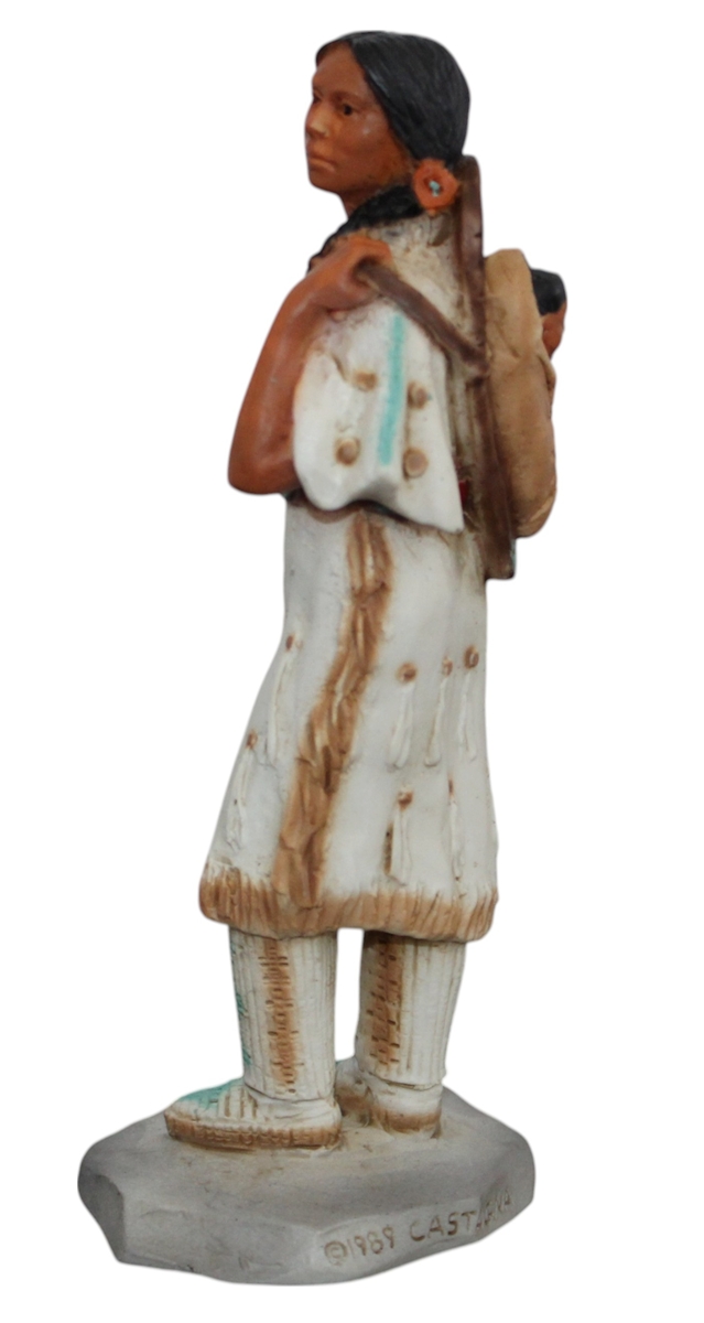 Indianerfigur Indianerfrau Squaw Sacajawea auch Vogelfrau H 14,5 cm stehend mit Baby auf dem Rücken