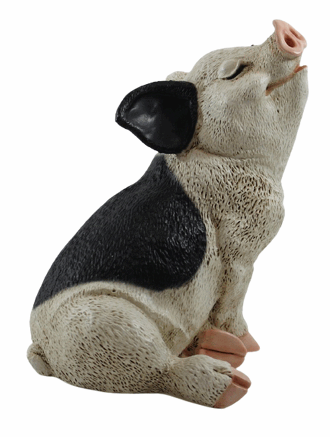 Figur Schwein Ferkel sitzend nach oben schauend gefleckt Kollektion Castagna aus Resin H 19 cm
