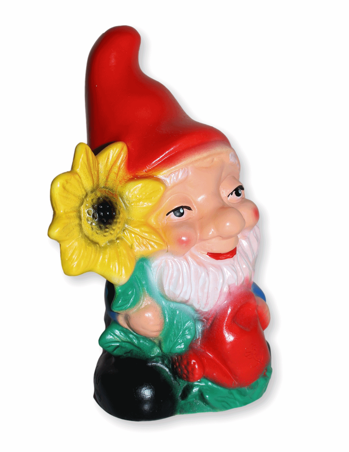 Gartenzwerg mit Sonnenblume Figur Zwerg H 17 cm Gartenfigur Dekofigur aus Kunststoff