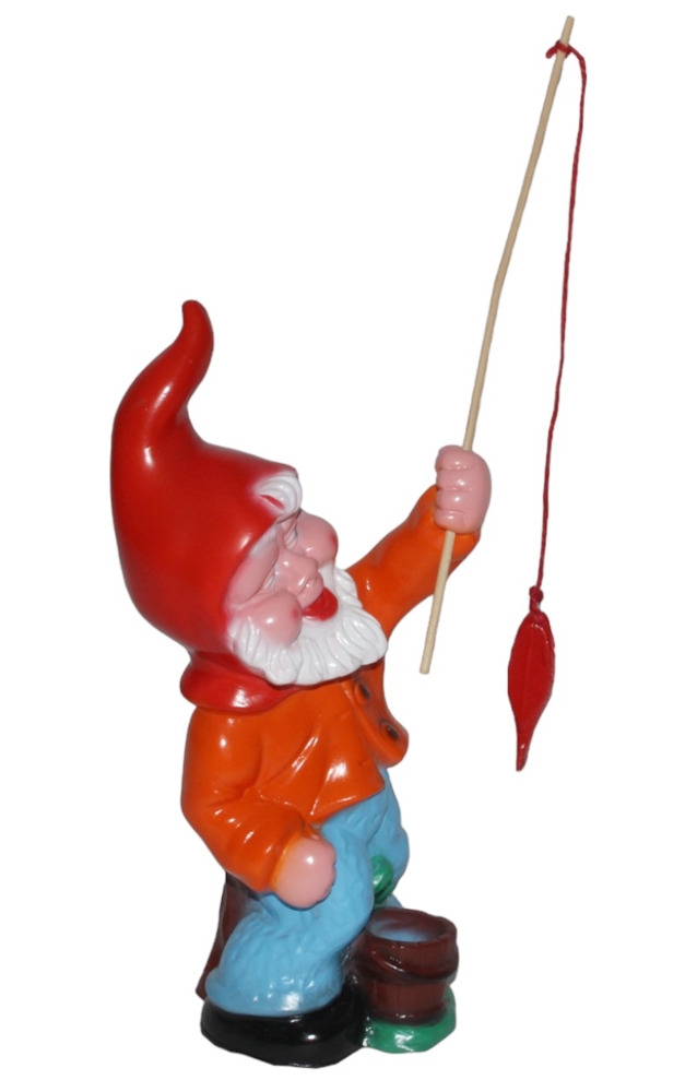 Gartenzwerg als Angler Figur Zwerg H 31 cm Gartenzwerg Gartendeko Gartenfigur aus Kunststoff